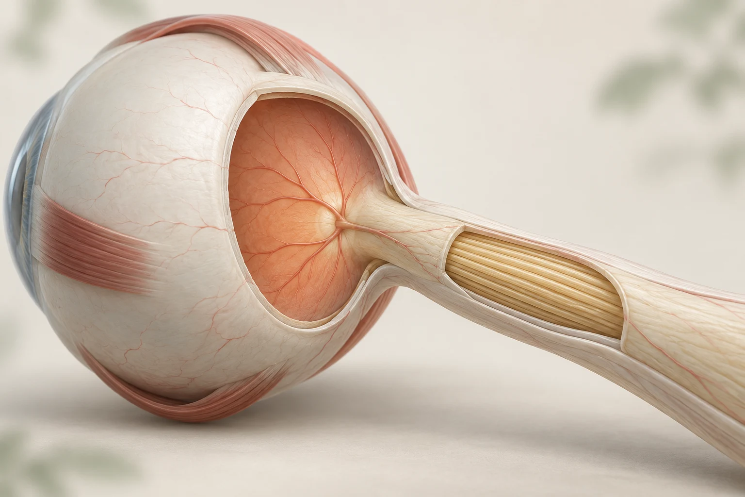 Illustration du nerf optique à l’arrière de l’œil